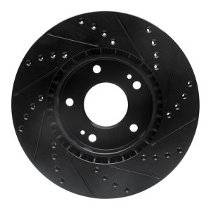 Kia Forte Brake Rotor (1) - Front Left - R1 Concepts - Drilled & Slotted - Black - `10-`13